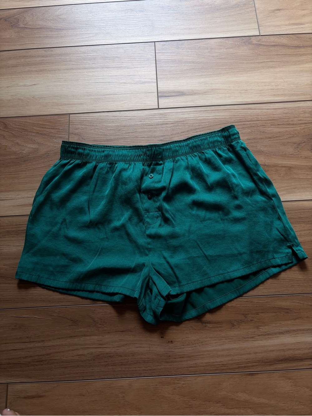 PINK Victoria's Secret Emerald Green Satin-Look Lounge Shorts